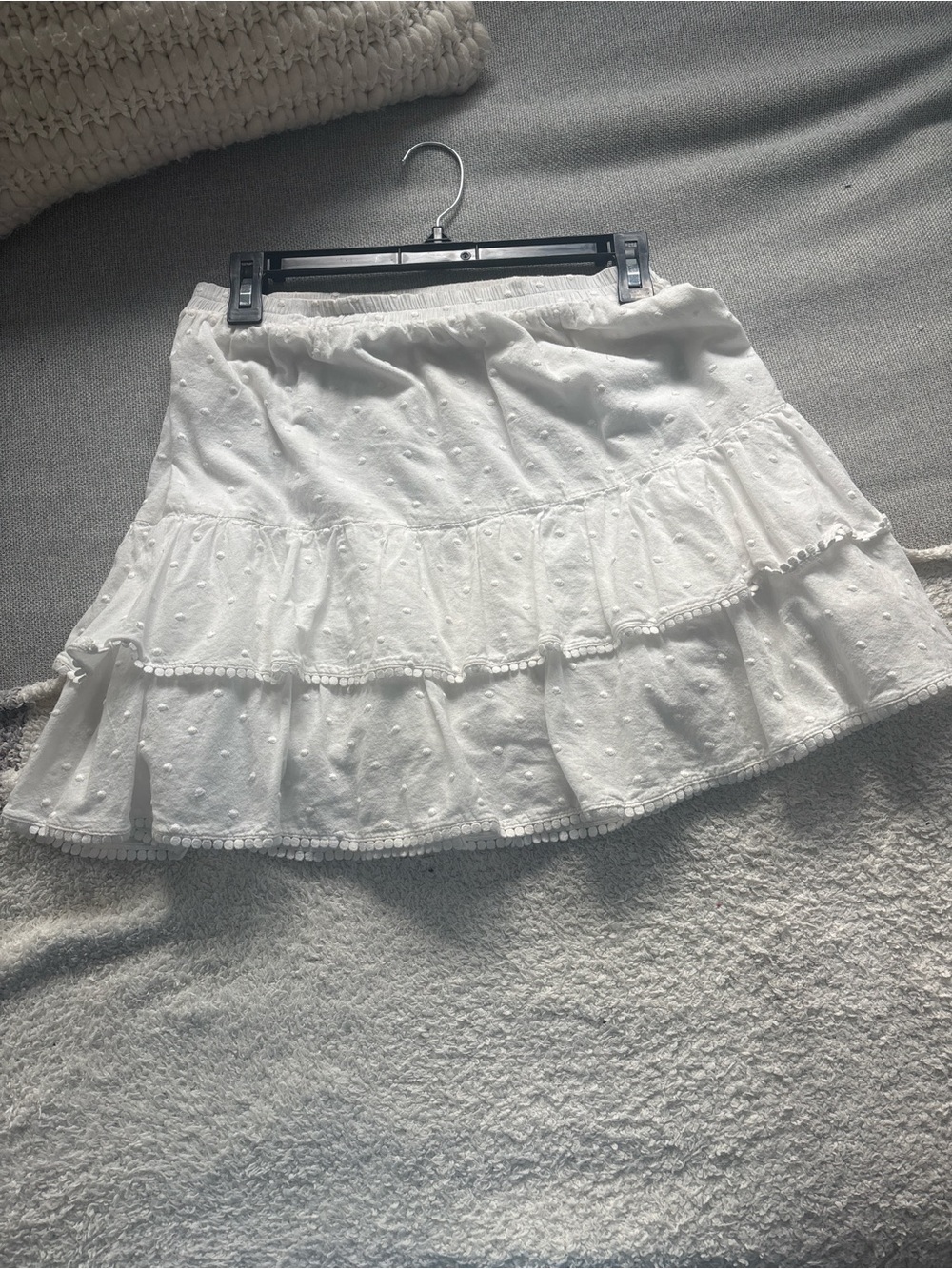 Aqua White Tiered Eyelet Mini Skirt